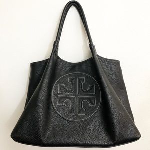 TORY BURCH Black Pebbled Tote Purse